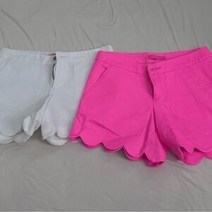 Lilly Pulitzer High Waist Scalloped Shorts in Pink and White